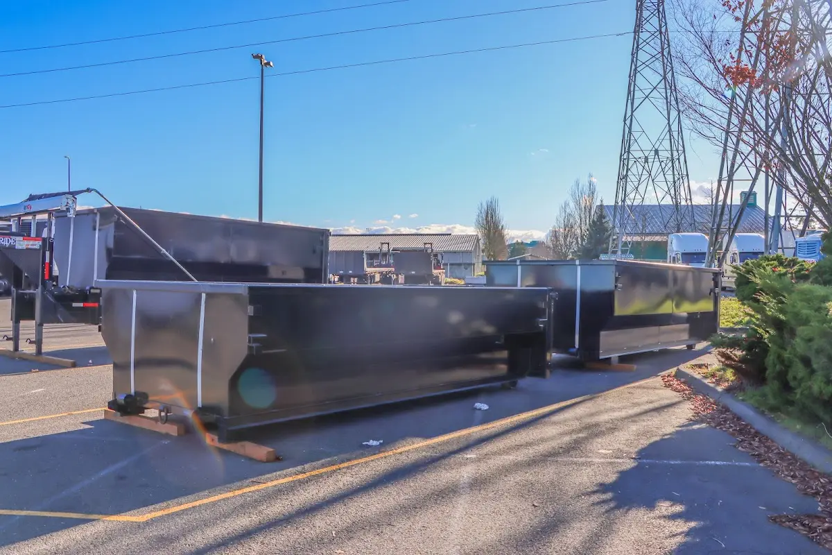 Roll-off dumpster ready for waste disposal at job site for Roll Off Dumpster Rental in Bow